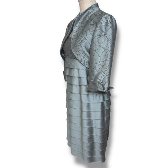 Jessica Howard Teal and Brown Dress with Jacket Size 8P - Picture 2 of 8